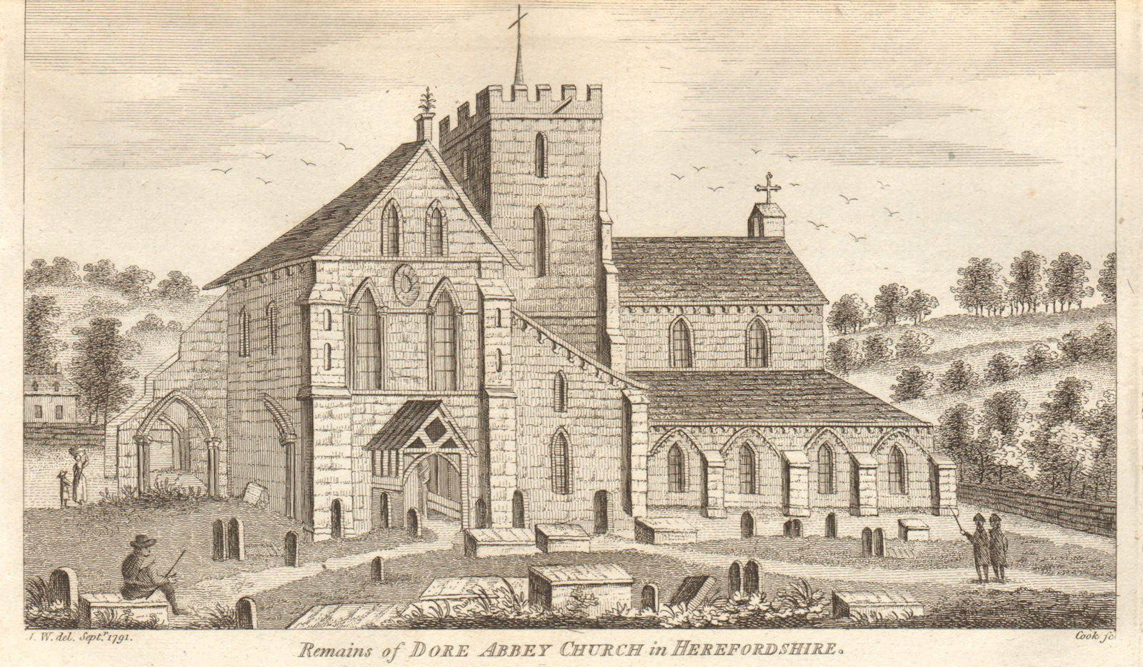 Remains of Dore Abbey church in Herefordshire. Herefordshire. Churches 1792